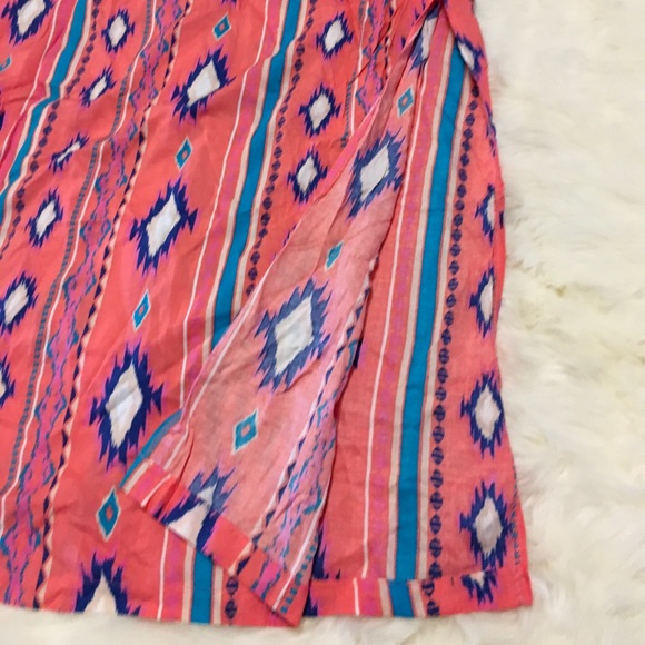 JUST BE Aztec print Long Maxi SKIRT Slits XL - Picture 5 of 10
